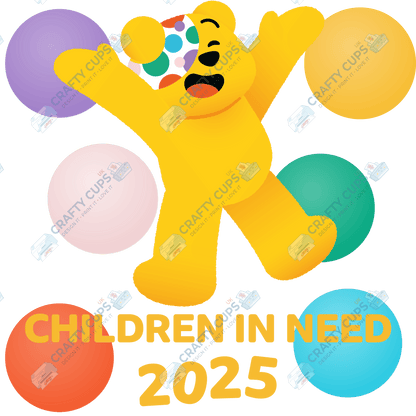 Children in Need DTF Transfer – Pudsey Bear Design (Series One), Various Sizes & Designs