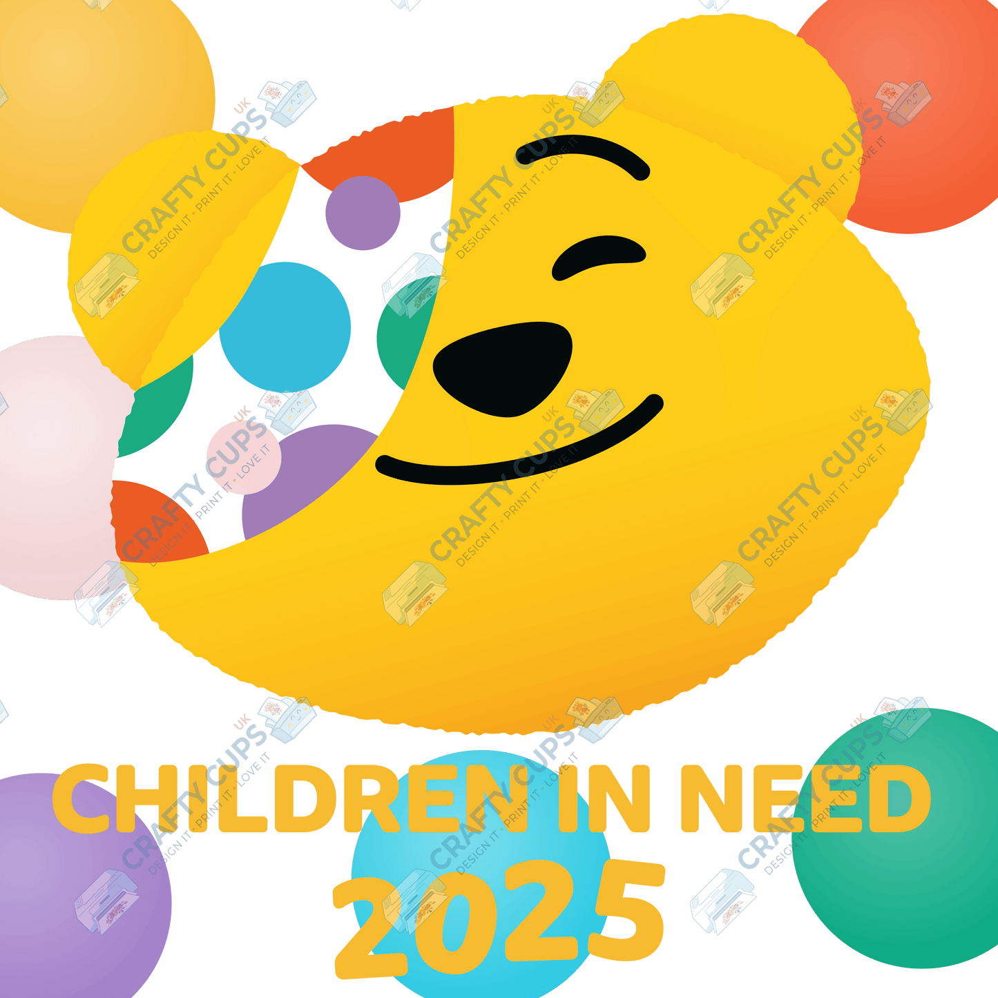 Children in Need DTF Transfer – Pudsey Bear Design (Series Two), Various Sizes & Designs
