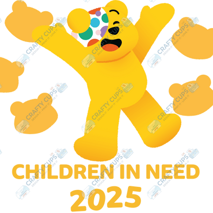 Children in Need DTF Transfer – Pudsey Bear Design (Series Three), Various Sizes & Designs