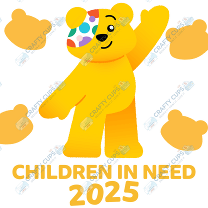 Children in Need DTF Transfer – Pudsey Bear Design (Series Three), Various Sizes & Designs
