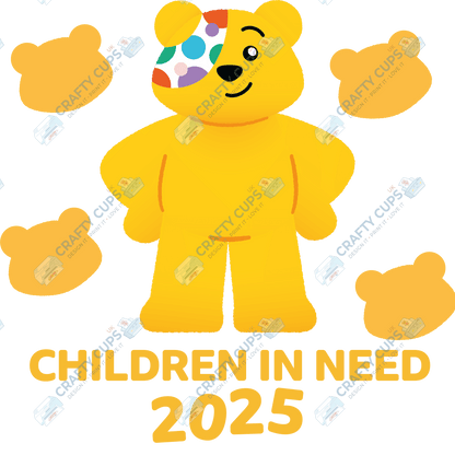 Children in Need DTF Transfer – Pudsey Bear Design (Series Three), Various Sizes & Designs