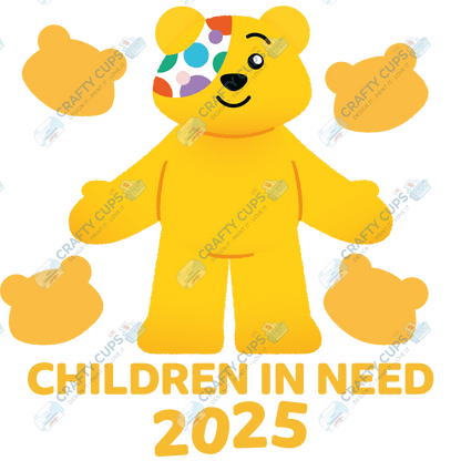 Children in Need DTF Transfer – Pudsey Bear Design (Series Three), Various Sizes & Designs
