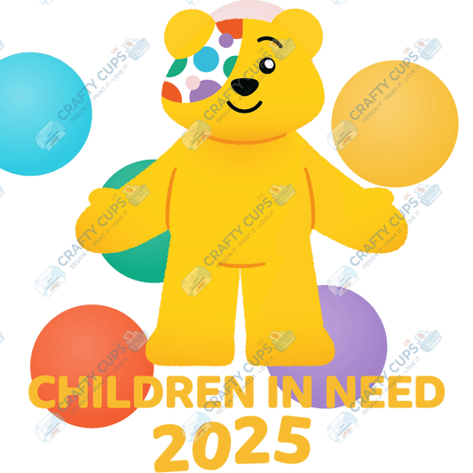 Children in Need DTF Transfer – Pudsey Bear Design (Series One), Various Sizes & Designs