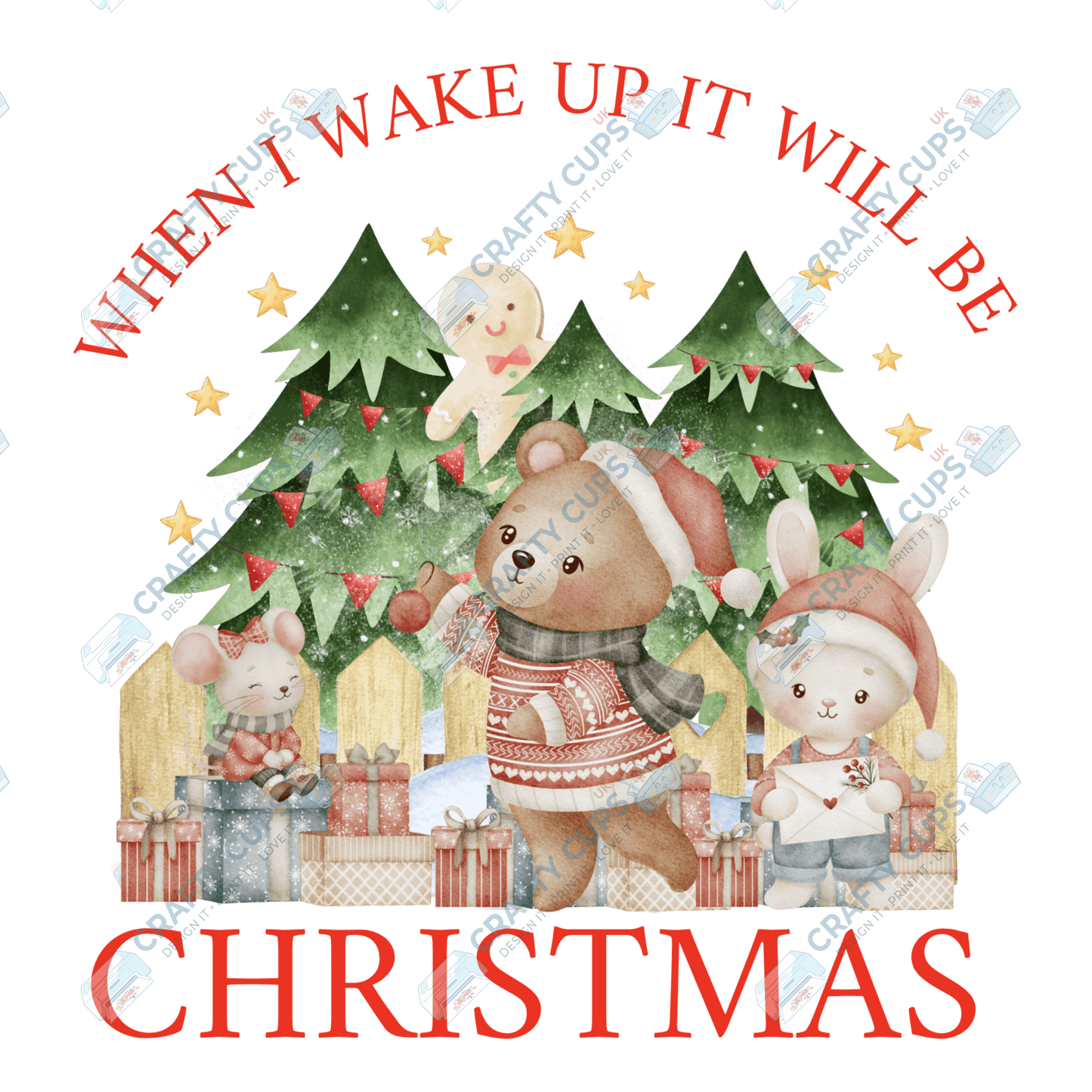 When I Wake Up It Will Be Christmas – Limited Edition DTF Transfer by The Silly Sloth | Various Sizes & Designs Available | Perfect for Christmas Pyjamas | Only 100 Prints