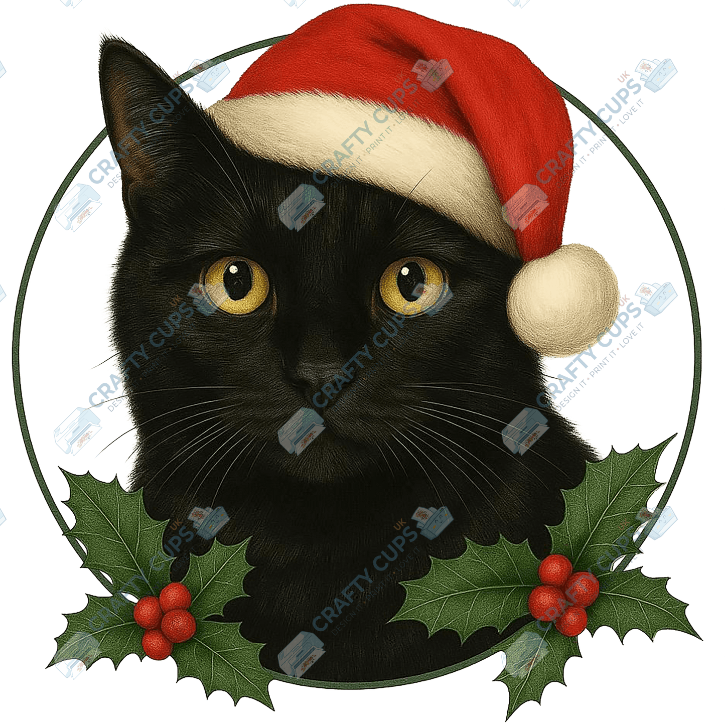Christmas Cat DTF Transfer – Festive Holiday Design, Various Sizes