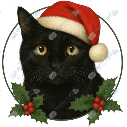 Christmas Cat DTF Transfer – Festive Holiday Design, Various Sizes