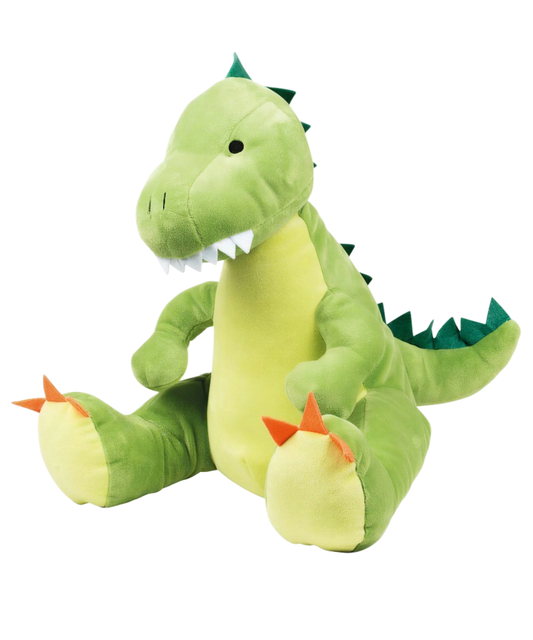 Genuine Mumbles Zippie Dinosaur Plush Toy 42cm Green | Personalisation Ready Teddy | Embroidery, DTF & Sublimation Friendly