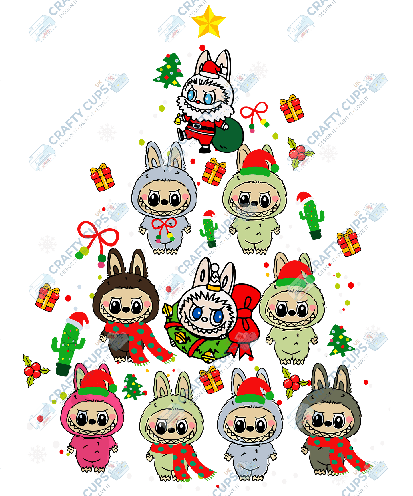 Chibi Monster Christmas DTF Transfer – Cute Festive Design, Various Sizes & Designs, Heat Press Ready