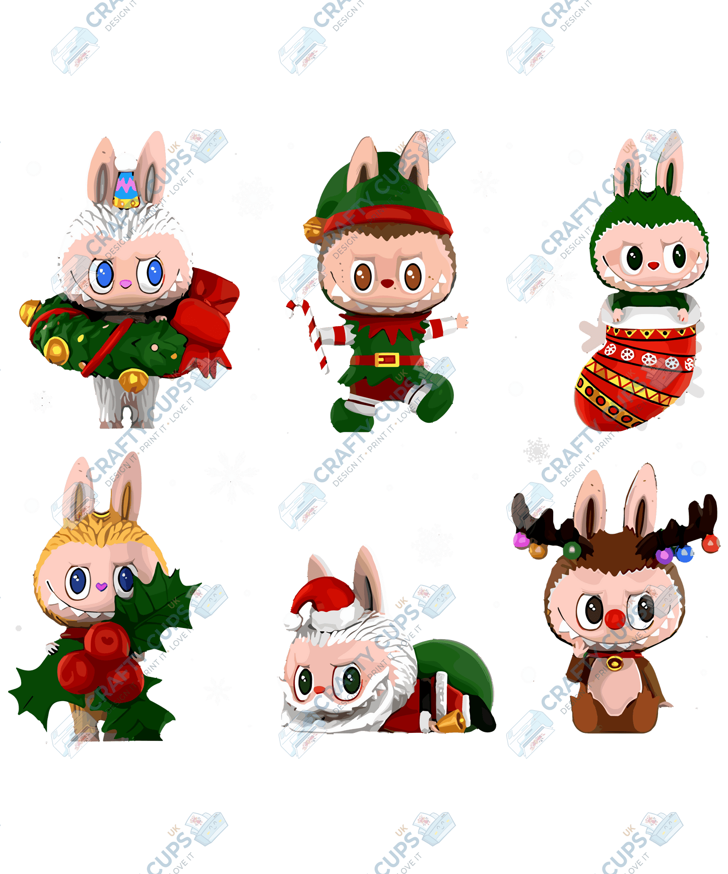 Chibi Monster Christmas DTF Transfer – Cute Festive Design, Various Sizes & Designs, Heat Press Ready