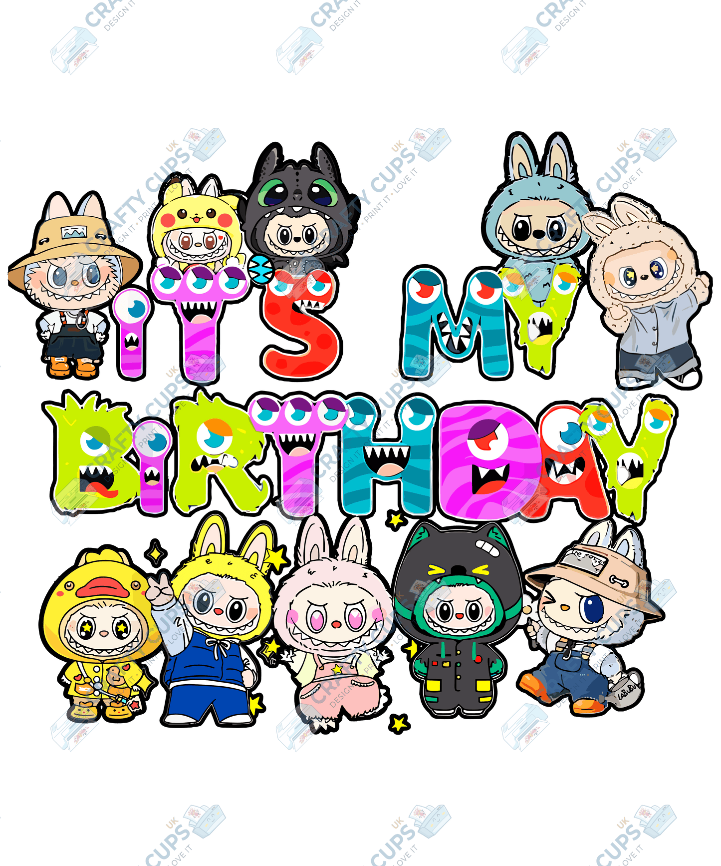 Chibi Monster Birthday DTF Transfers – Cute Anime-Inspired Prints for Party Shirts, Gifts & More