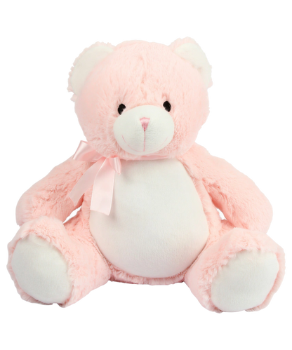 Genuine Mumbles Zippie Baby Bear Plush Toy 40cm | Pink, Blue & White | Personalisation Ready Teddy | Embroidery, Sublimation & DTF Friendly