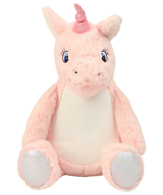 Genuine Mumbles Zippie Pink Unicorn Plush Toy 38cm | Personalisation Ready | Embroidery, Sublimation & DTF Friendly