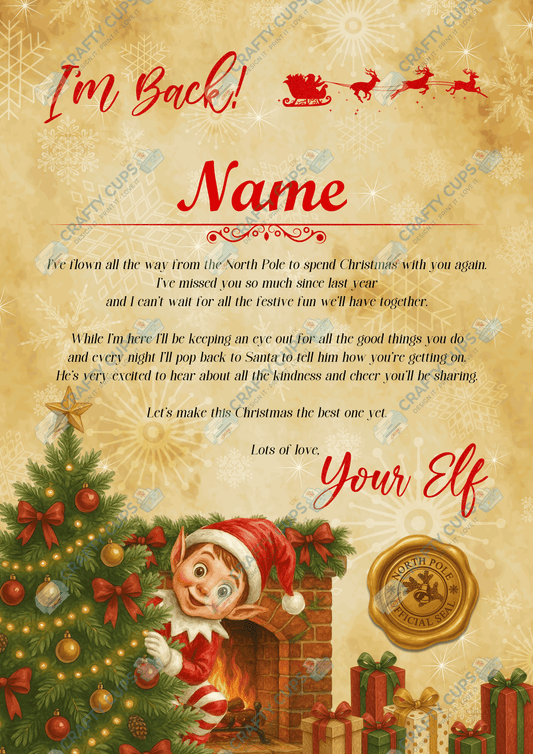Personalised Elf Arrival & Goodbye Letter | Custom Name | Red Elf Design on 250gsm Glossy Photo Paper | Christmas Letter Set