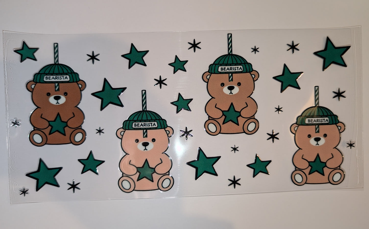 16oz Bearista Double-Sided UV DTF Wrap | Coffee Bear Tumbler Decal | Glass Can Transfer 2