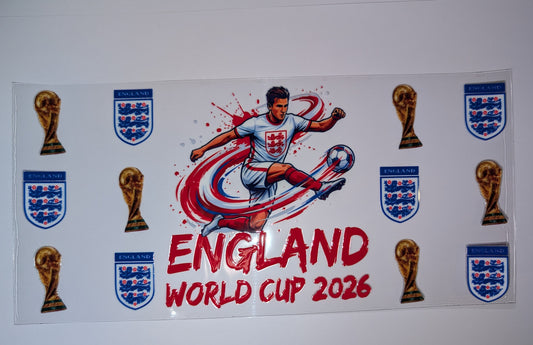 16oz England National Football Team World Cup Double-Sided UV DTF Wrap | Football Tumbler Decal | Glass Can Transfer 1