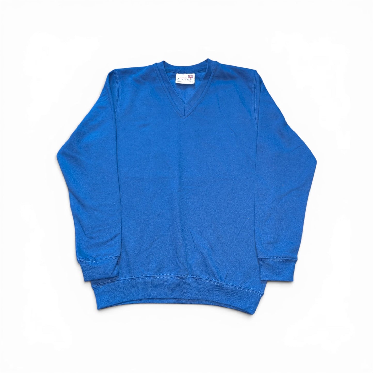 AWDis Academy AC003J Children's V-Neck Sweatshirt – Royal Blue – Age 9-10 Years – School Uniform Jumper