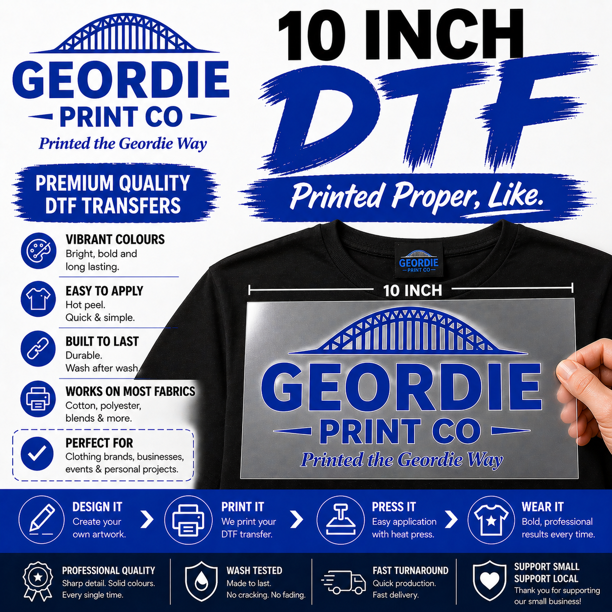 Large Custom DTF Transfer – 10 Inch | UK Made with Online Designer