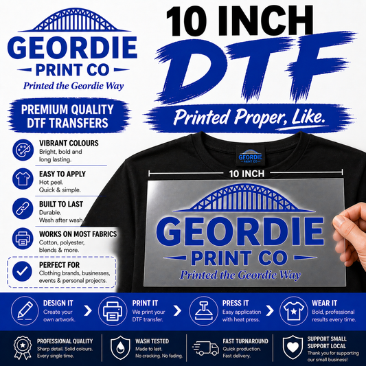 Large Custom DTF Transfer – 10 Inch | UK Made with Online Designer