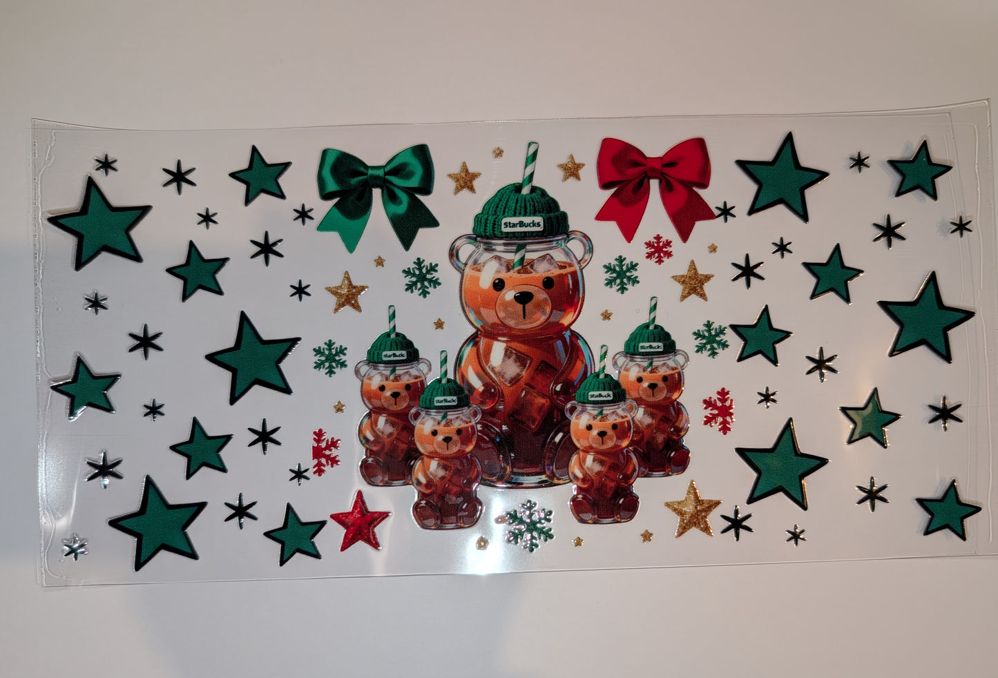 16oz Bearista Double-Sided UV DTF Wrap | Coffee Bear Tumbler Decal | Glass Can Transfer 4