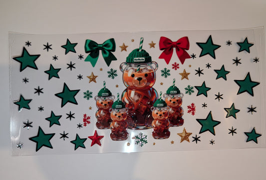 16oz Bearista Double-Sided UV DTF Wrap | Coffee Bear Tumbler Decal | Glass Can Transfer 4