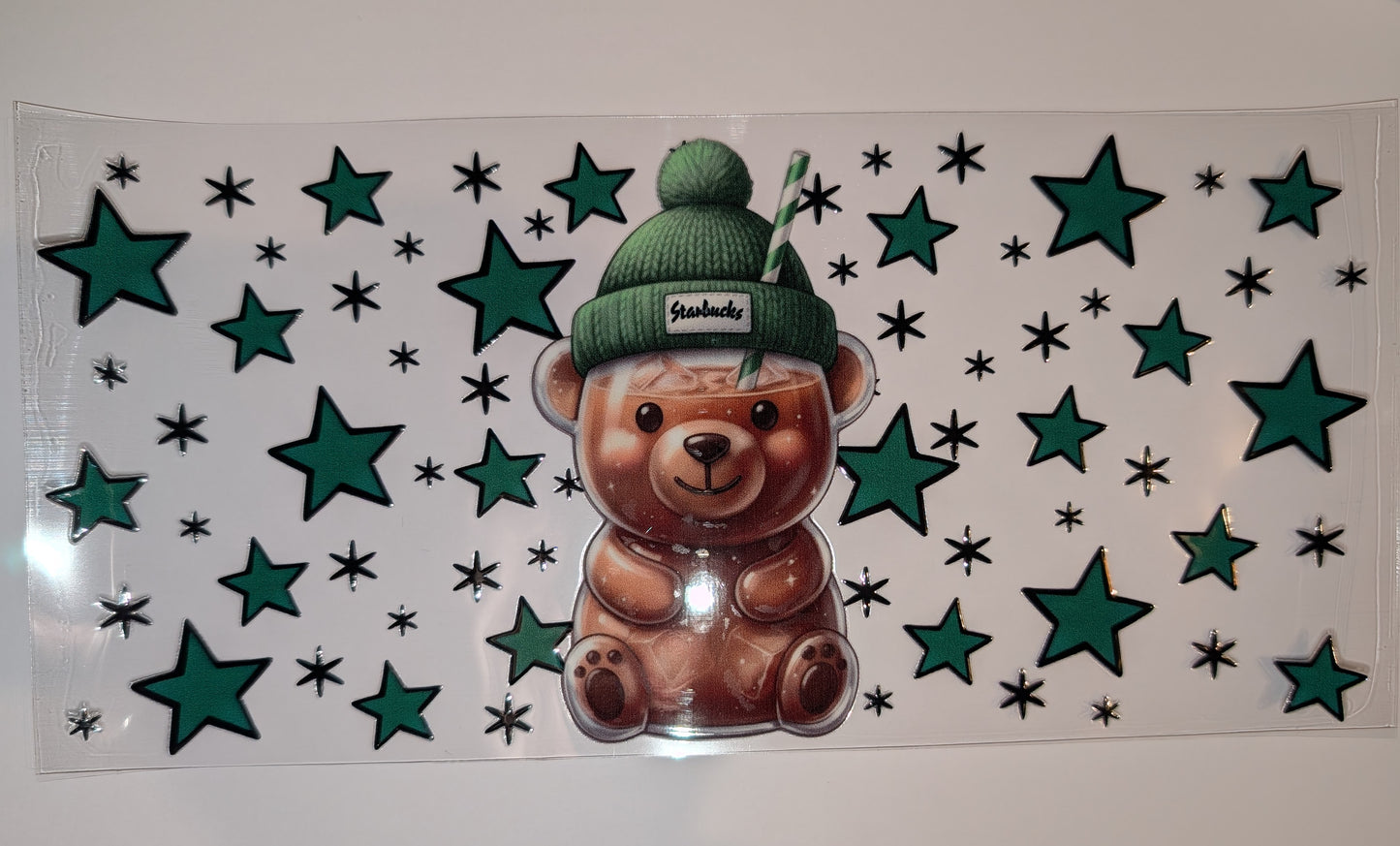 16oz Bearista Double-Sided UV DTF Wrap | Coffee Bear Tumbler Decal | Glass Can Transfer 3