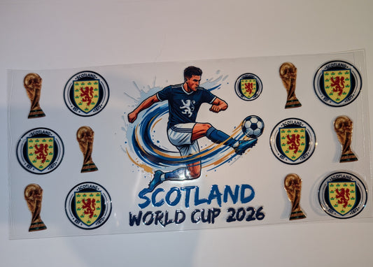 16oz Scotland National Football Team World Cup Double-Sided UV DTF Wrap | Football Tumbler Decal | Glass Can Transfer 1