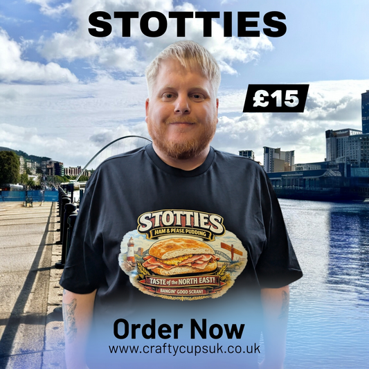 Geordie Stotties T-Shirt | Ham & Pease Pudding | Black Unisex Tee | Crafty Cups UK Exclusive