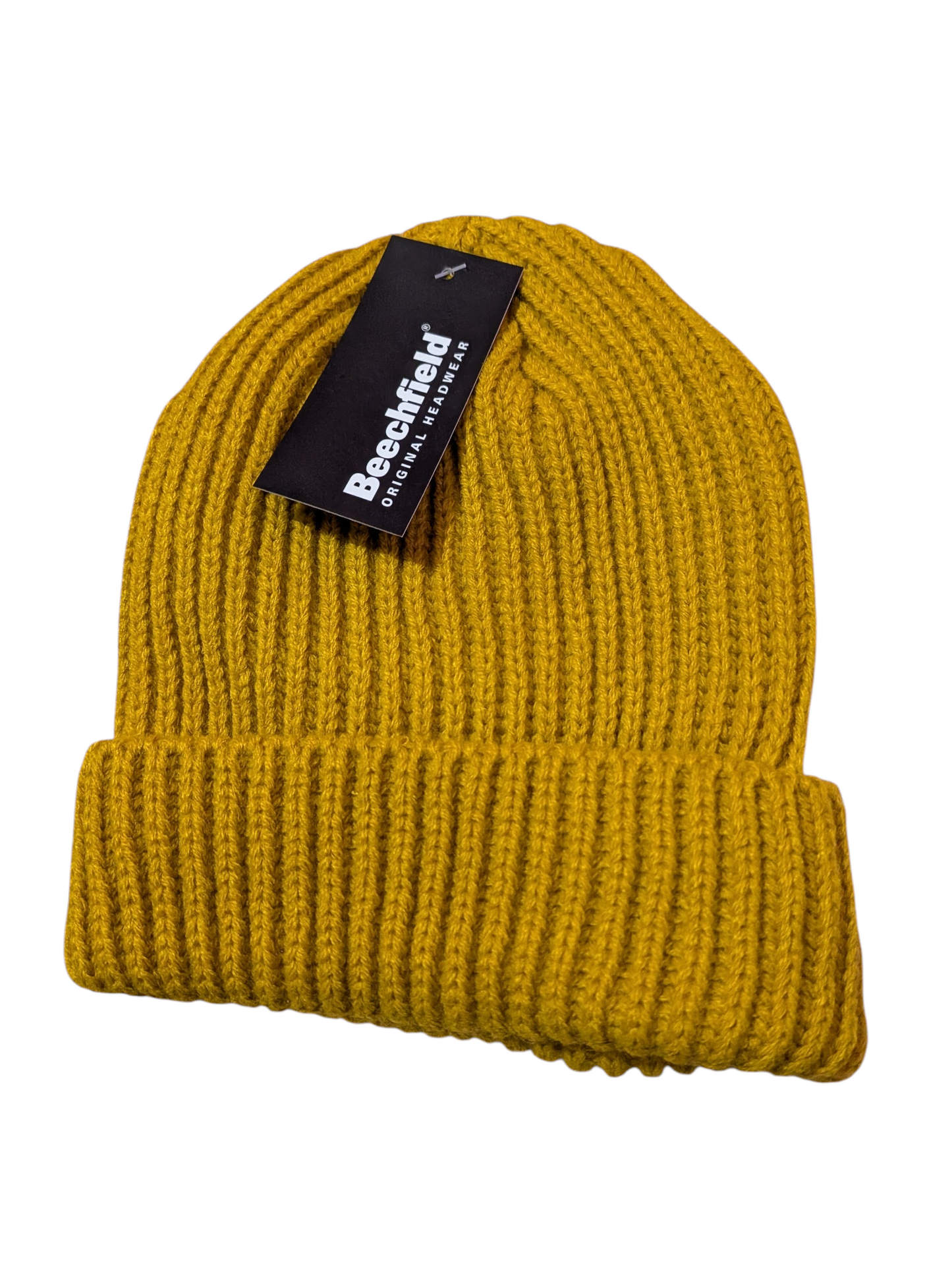 Beechfield Retro Trawler Beanie Hat – Ribbed Knit Cuffed Beanie with TearAway Lab|Adult