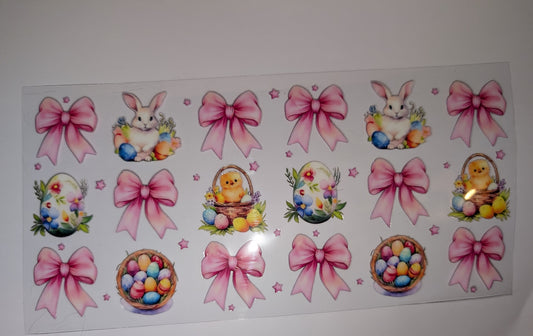 16oz Easter Double-Sided UV DTF Wrap | Bunny Spring Tumbler Decal | Glass Can Transfer 2