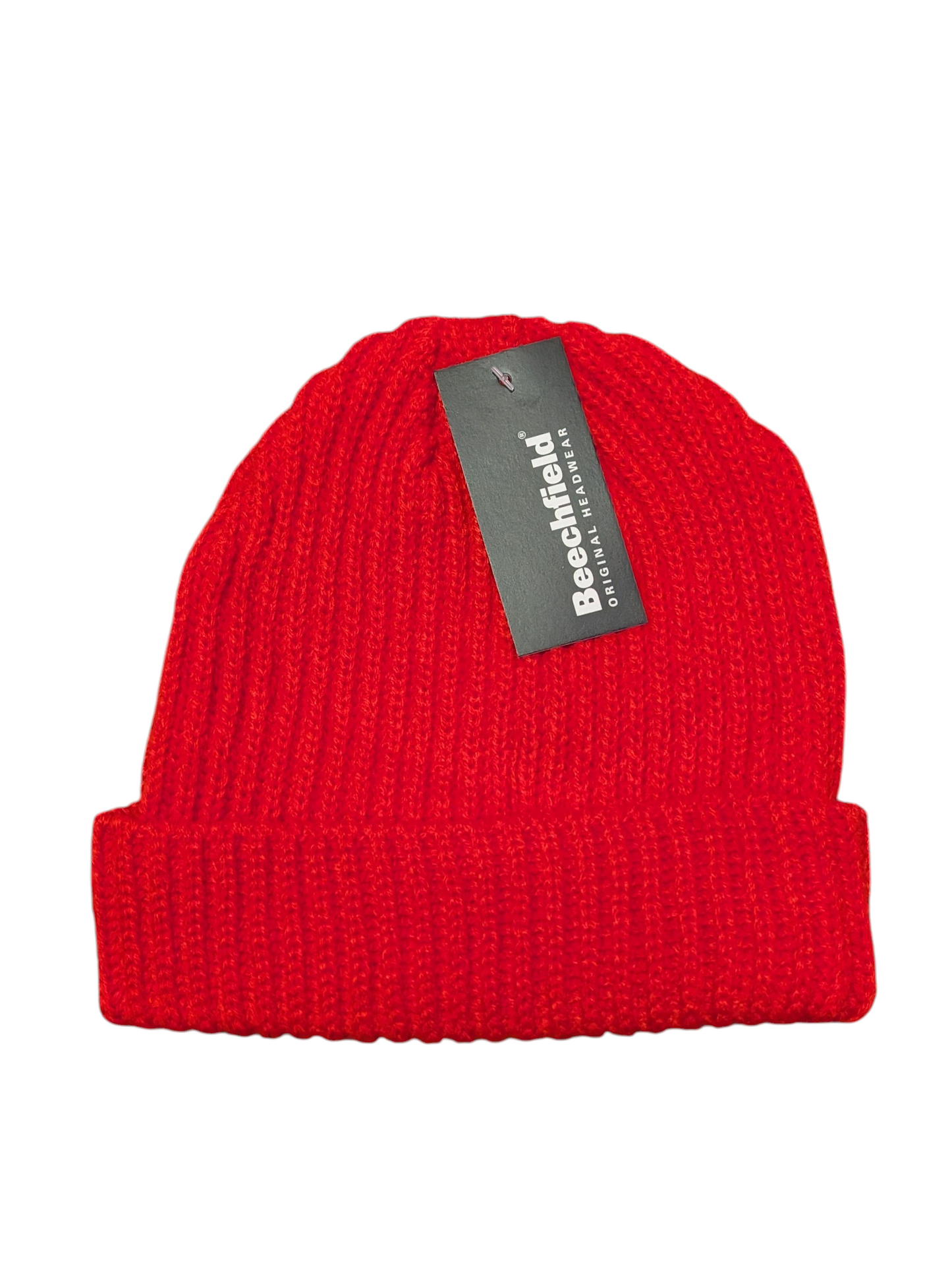 Beechfield Retro Trawler Beanie Hat – Ribbed Knit Cuffed Beanie with TearAway Lab|Adult