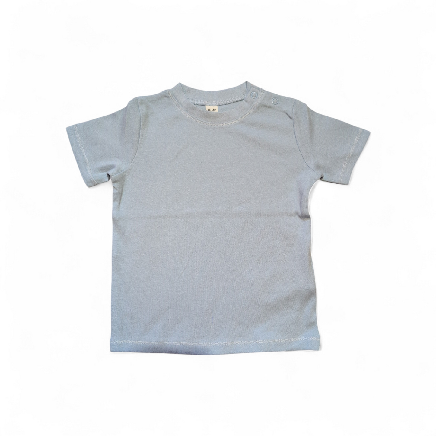 BabyBugz Dusty Blue T-Shirt – Organic Cotton 200gsm | 12–18 Months (76–86cm) | Soft Baby Tee | Brand New