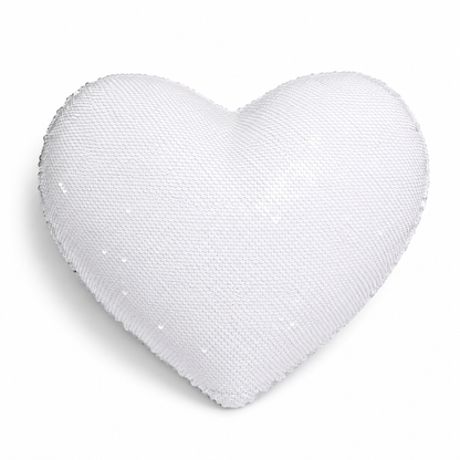 Heart Shaped Sublimation Sequin Cushion Cover | White Printable Sequins | Blank Personalised Cushion Cover | Polyester