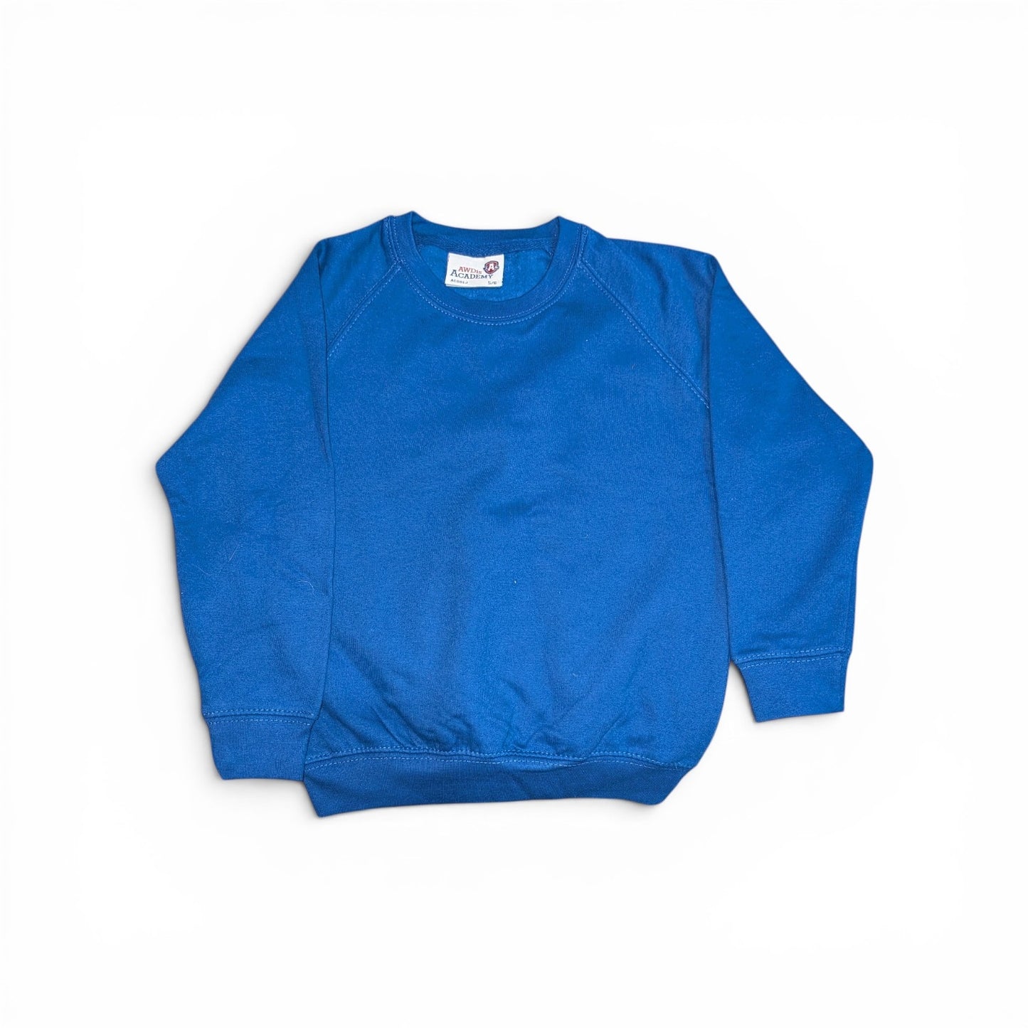 AWDis Academy Royal Blue School Sweatshirt – Size 5/6 Years – Crew Neck Jumper – 80% Cotton – Brand New
