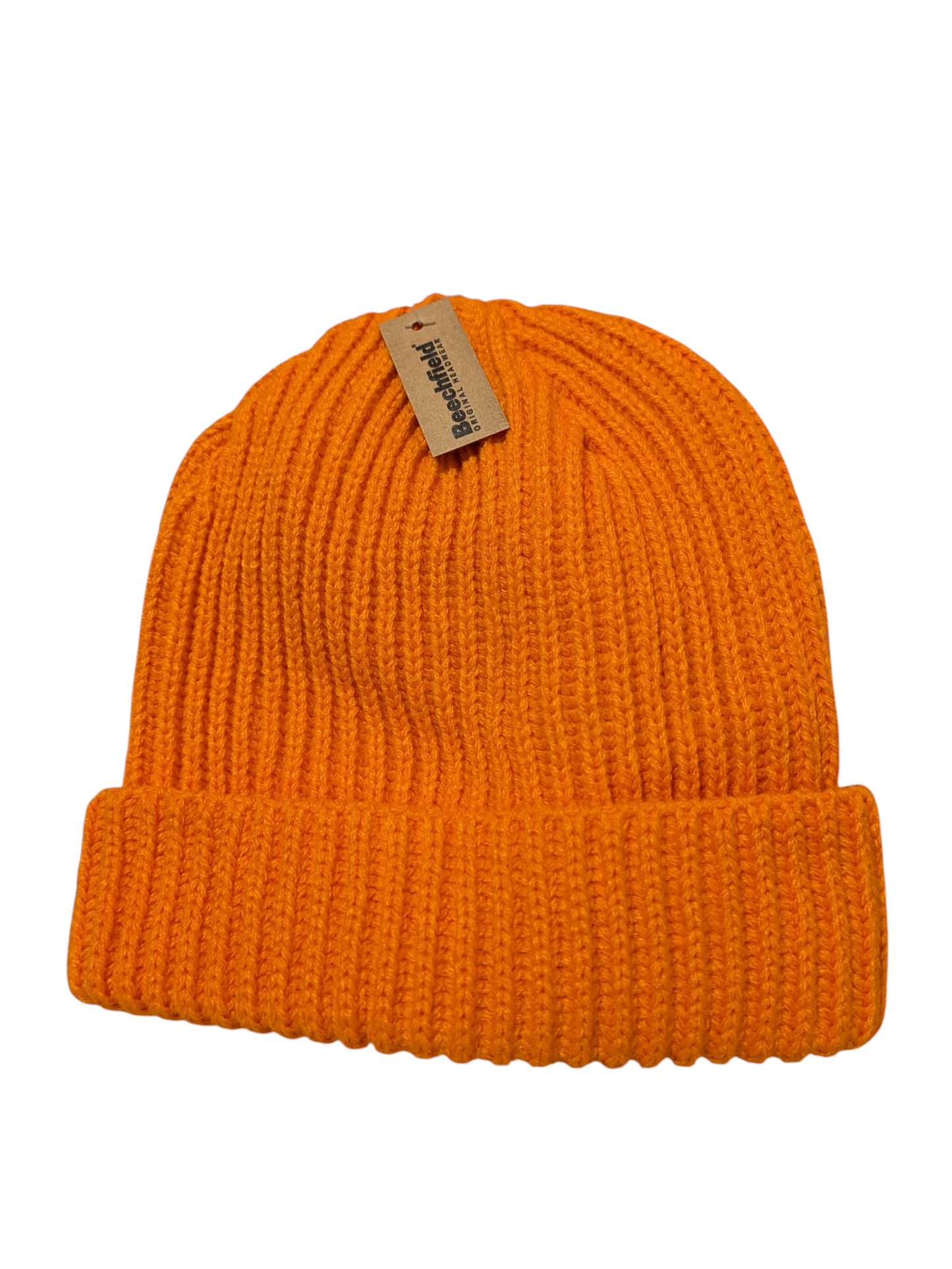 Beechfield Retro Trawler Beanie Hat – Ribbed Knit Cuffed Beanie with TearAway Lab|Adult